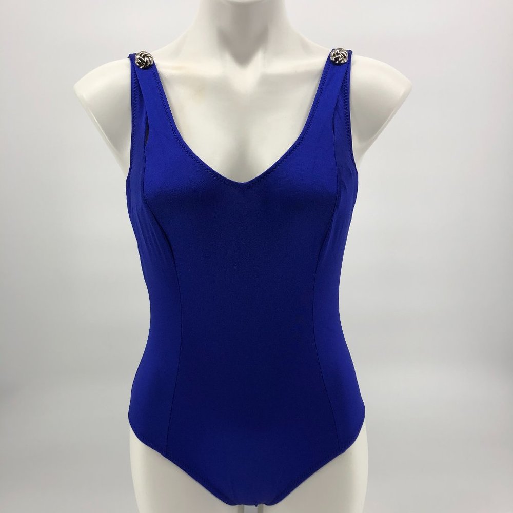 Vintage Royal Blue One Piece Swim Small - Picture 1 of 8